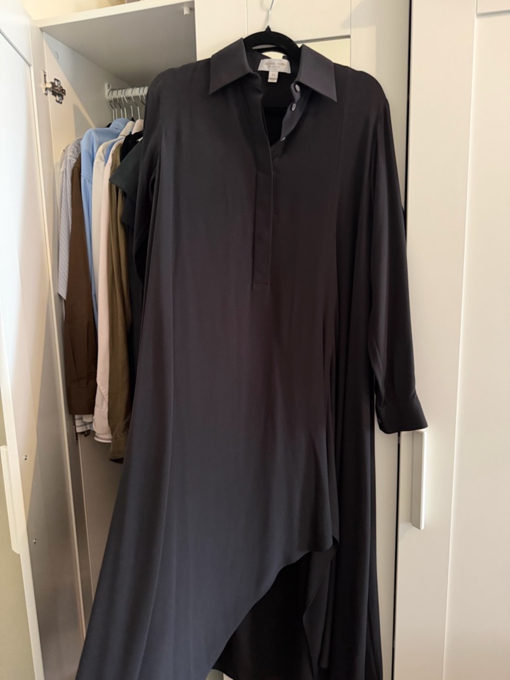 Michael Kors Collection Black Silk Asymmetrical Shirt Dress